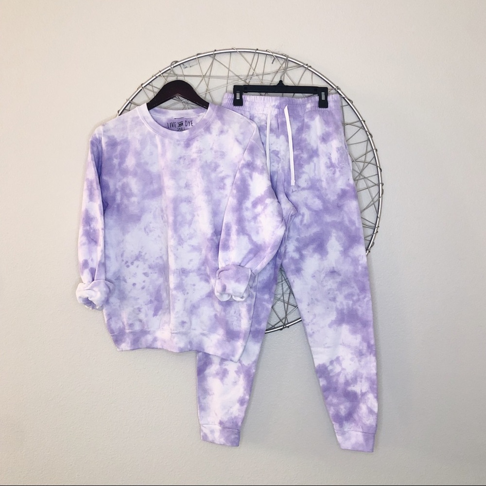 NEW custom lavender marble tie dye sweatset